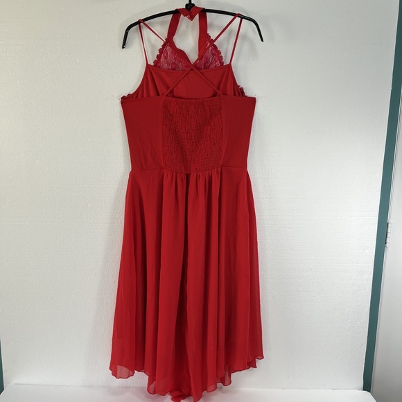 Womens Sleeveless Gothic Dress Corset Halter Lace Size Medium Red Halloween - Picture 3 of 13